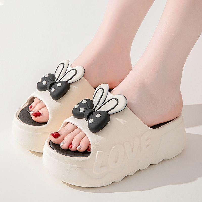 Women's Thick-Soled High Heel Bowknot Slippers for Indoor/Outdoor Wear