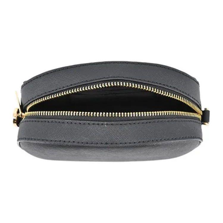 Michael Kors Jet Set Glam Round Logo Zipper Closure Leather Camera Bag Women Shoulder Bag Black 35S3G8GC1L-BLACK