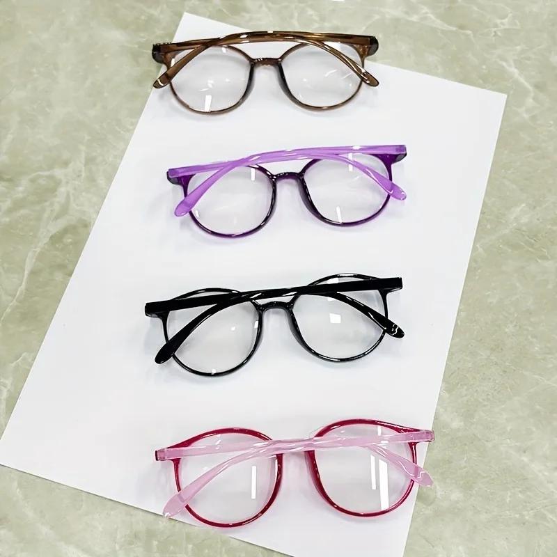 4-Pack Vintage Round Reading GlassesAnti-Blue LightElegant Candy Color Full Rim Plastic Hinges for Women