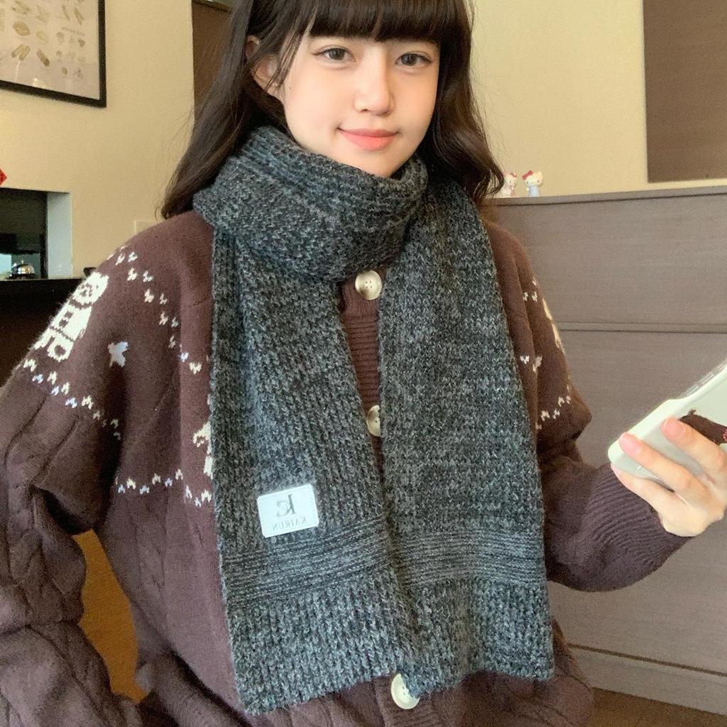 Elegant Wool Knitted Scarf - Thick, Warm, Unisex Neck Warmer for Autumn and Winter