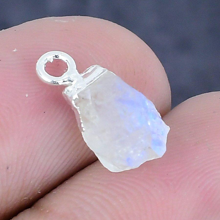 Natural Moonstone Rough Gemstone 925 Sterling Silver Jewelry Pendant 0.59" j1G11