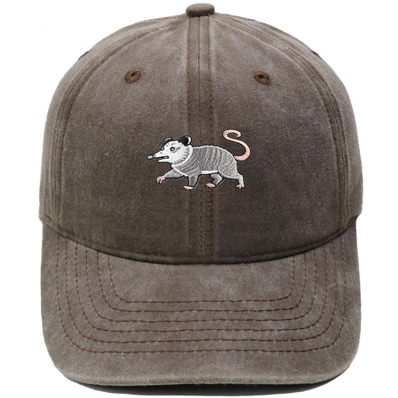 New cartoon possum embroidered baseball cap washed retro dad hat personalized men's and women's leisure sports hat