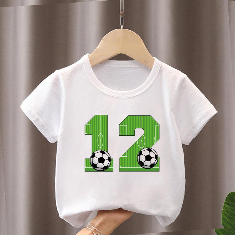 Summer New Boys Girls Football T Shirts Birthday Shirt 1-12 Years Boy Soccer Sport T-Shirt For Kids Birthday Gift Tshirt Tops