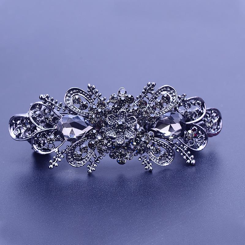 Korean Rhinestone Crystal Hair Clip for Women - Large Alloy Hairpin & Ponytail Accessory
