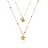 Gold Starfish Pendant Necklace Pearl Shell Charm Chain Necklace Summer Collarbone Necklace