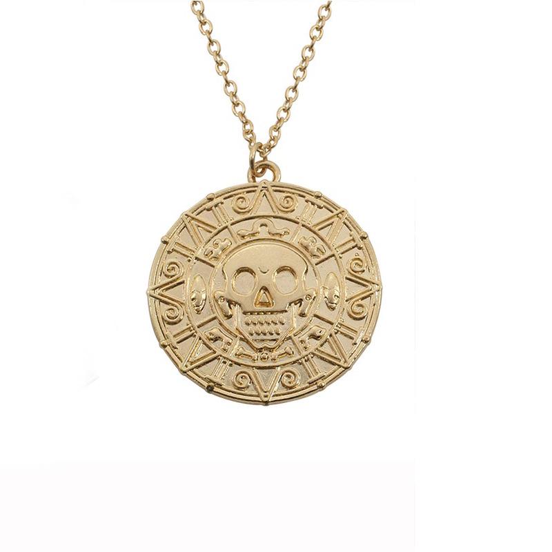 Pirates of the Caribbean Aztec Gold Coin Skull Men's Vintage Clavicle Necklace