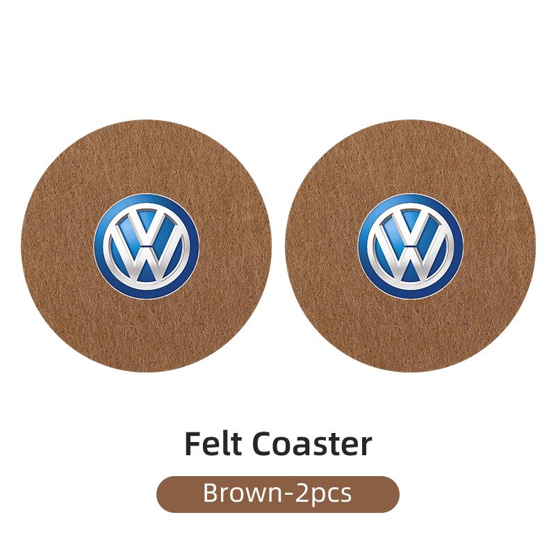 DOG1 2PCS Car Felt Material Coasters Water Cup Holder Mat Trimmmable For VW Scirocco Jetta Beetle B5 Passat Polo Tiguan Sharan Touran
