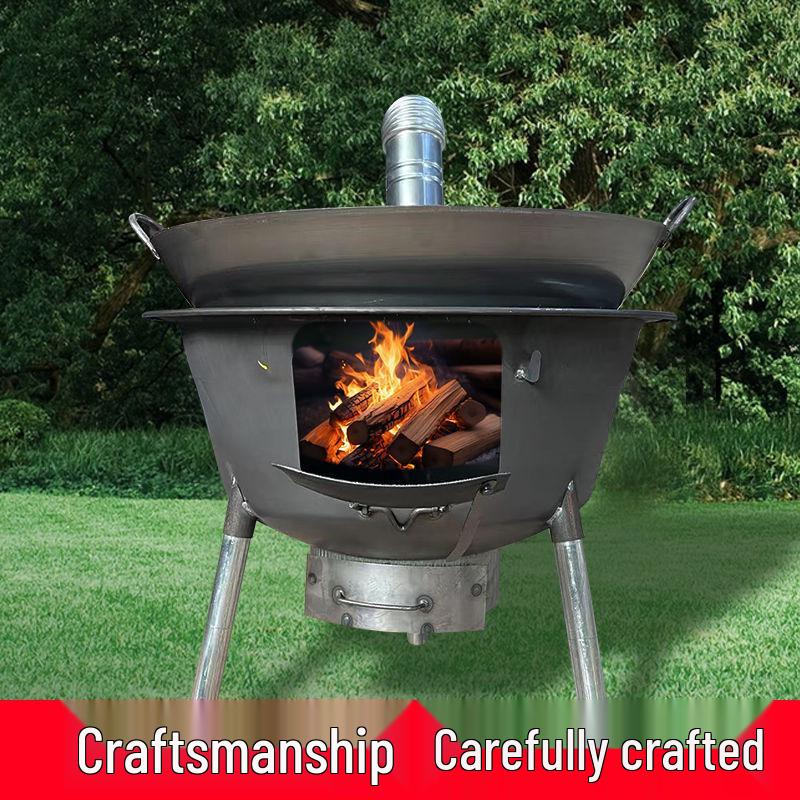 Thickened Movable Outdoor Wood-Burning Stove for Large Pots - Perfect for Family Use in Rural Areas
