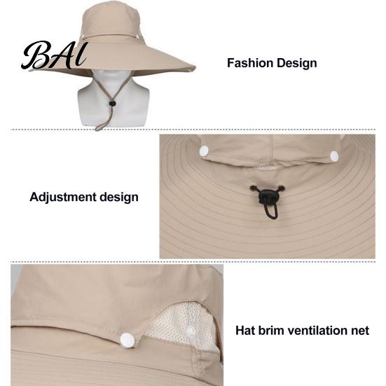 Windproof Hat for Riding Sun Men And Women, Breathable Wide Brim Fishing Outdoor Work Hat, UV Protection Cap Camping Hiking Gardening
