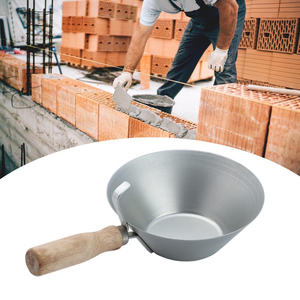 Stainless Steel Mud Pans With Wood Handle Heavy Duty Drywall Plaster Mud Pans Scraping Bar Scoops for Plastering Tools