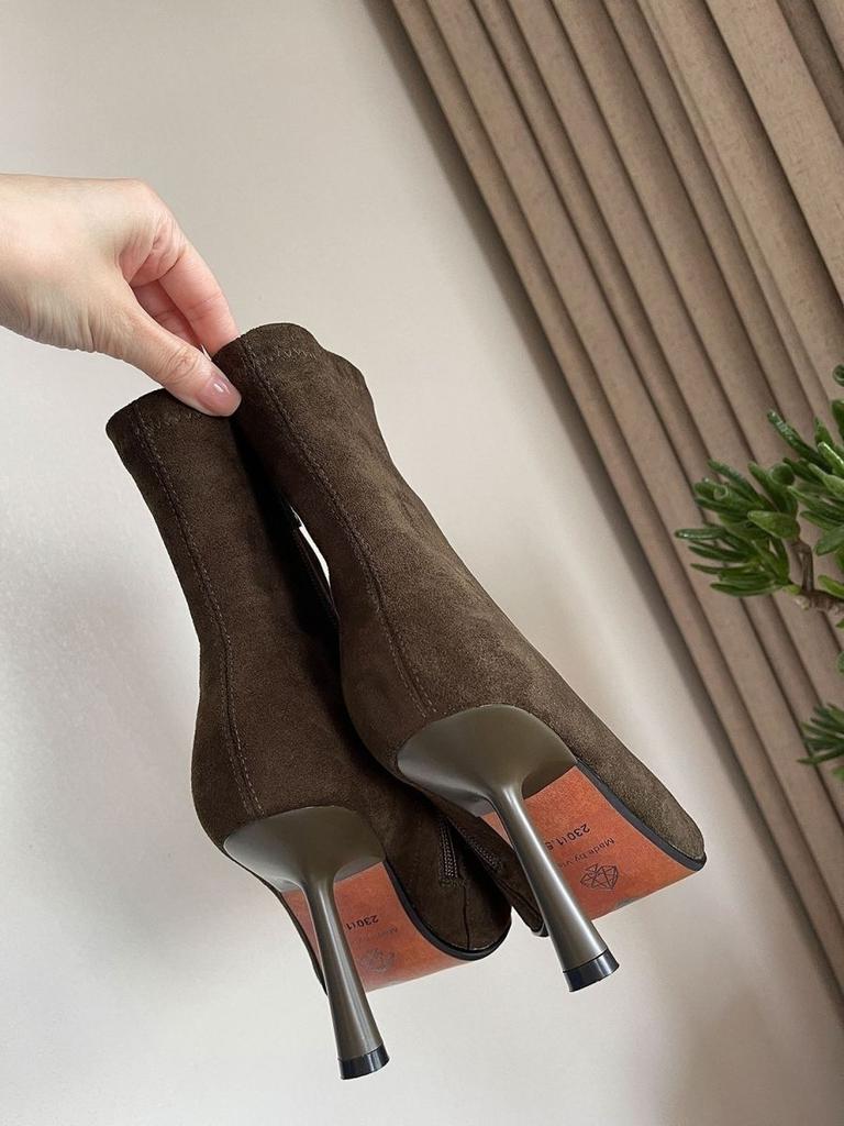 High-heeled elastic thin boots women's 2025 new matte suede ankle short boots sexy pointed versatile stiletto socks boots