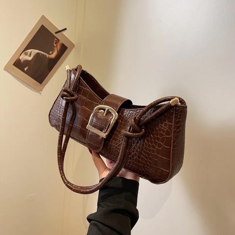 Single shoulder women's armpit bag French texture solid color fashion niche popular new