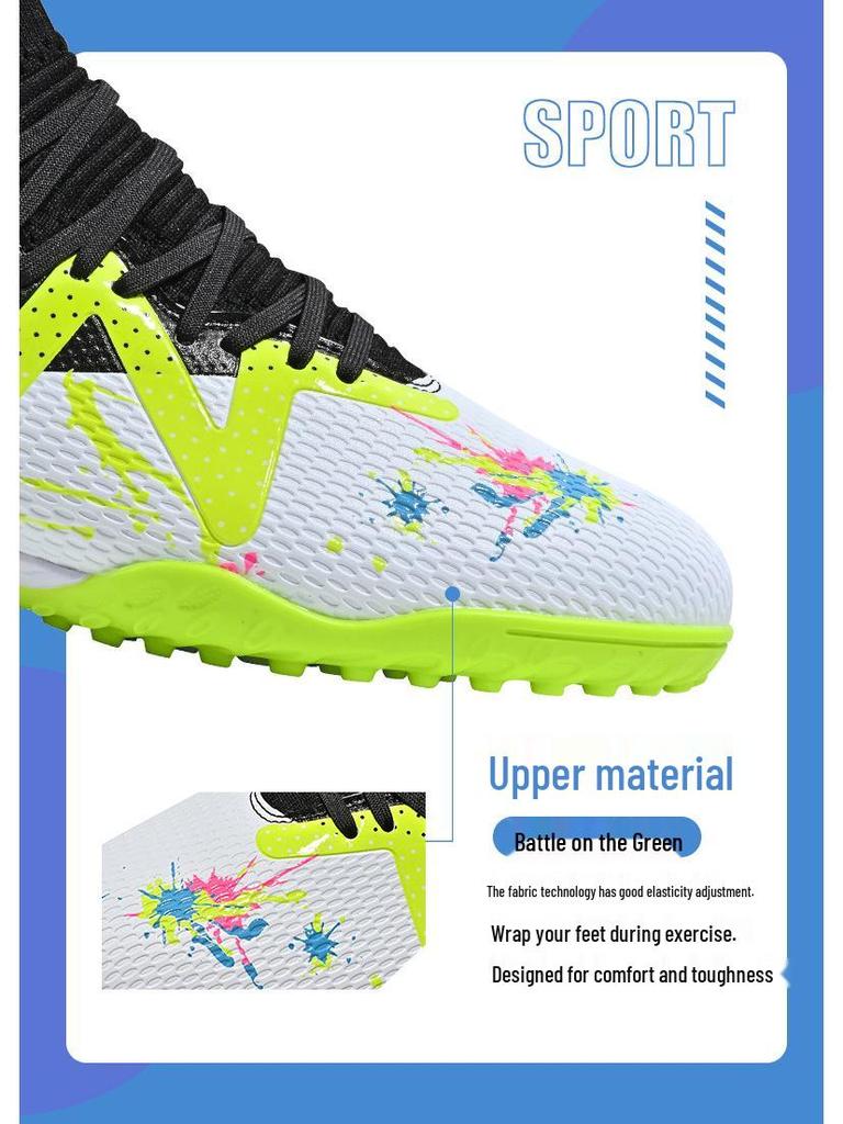 Unisex High-Top Turf Soccer Shoes for Youth and Adults - TF Training Footwear
