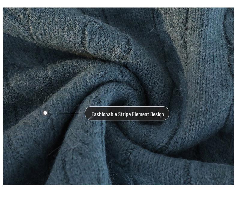 Men's Thickened V-Neck Knitted Sweater - 2024 Autumn/Winter Casual Base Layer