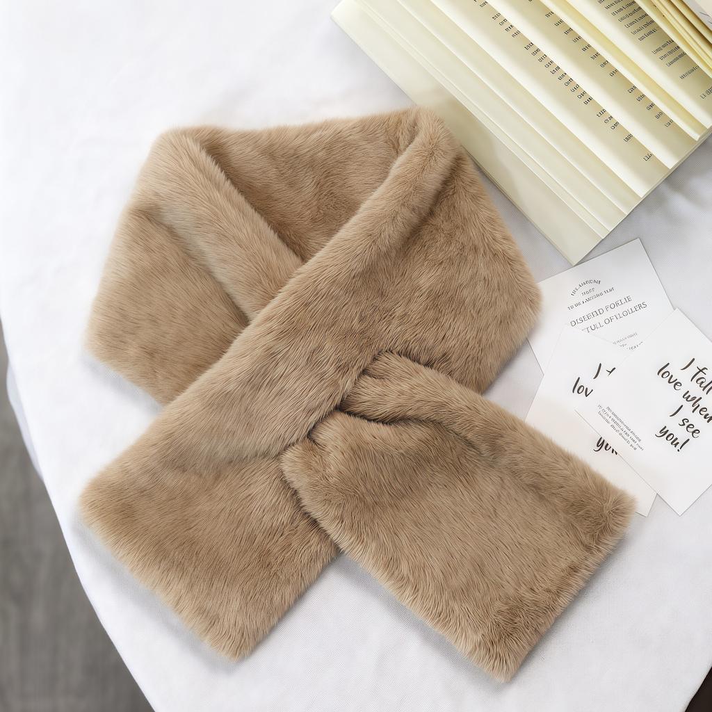 Korean Winter Faux Rabbit Fur Scarf Women Girls Scarf Soft Plush Scarves Solid Color Neck Collar Warmer Stuff Christma Gift