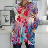 Plus Size Ladies V Neck Long Sleeve Tee Soft Loose Tops For Casual Shopping And Leisure Time