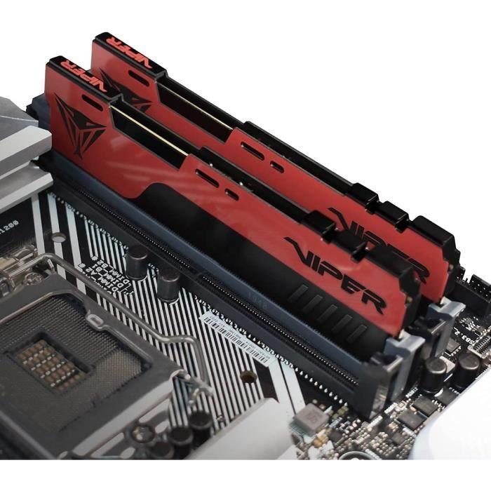 Mémoire RAM - PATRIOT MEMORY - Viper Elite II - 64Go (2x32Go) - DDR4 3200 MHz - CL16 - Noir/Rouge