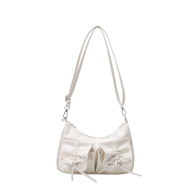 Casual and Beautiful Solid Color High Value Temperament Portable Shoulder Underarm Bag Tether Bow Messenger Bag
