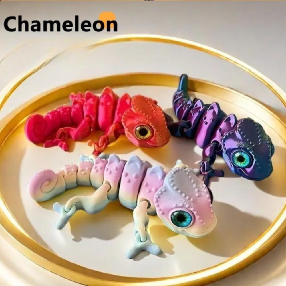 3D Printing Chameleon Figures Multi-joint Movable Simulation Eyes for Home Accessories Kids Toys Gift Living Room Decoration