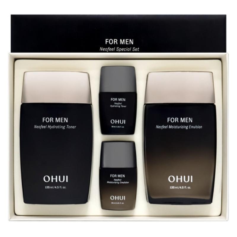 O HUI Meister For Men Neofeel 2pcs Basic Set – Men’s Hydrating Toner 135ml + Moisturizing Emulsion 135ml with Toner & Emulsion Travel Size 2pcs Basic Set
