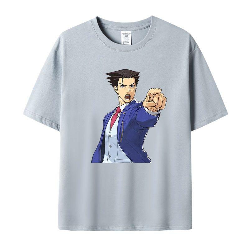 Game Ace Attorney Series Print Tshirt Summer Tee Short Sleeve Tops for Unisex Women Couple Style Clothes T Shirt for Unisex Women