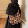 Vintage Plaid Handbag Lightweight Large Capacity Commuter Shoulder Bag