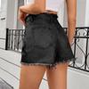 2026 Summer New Women's Casual Trendy Frayed Edge Solid Color Denim Shorts