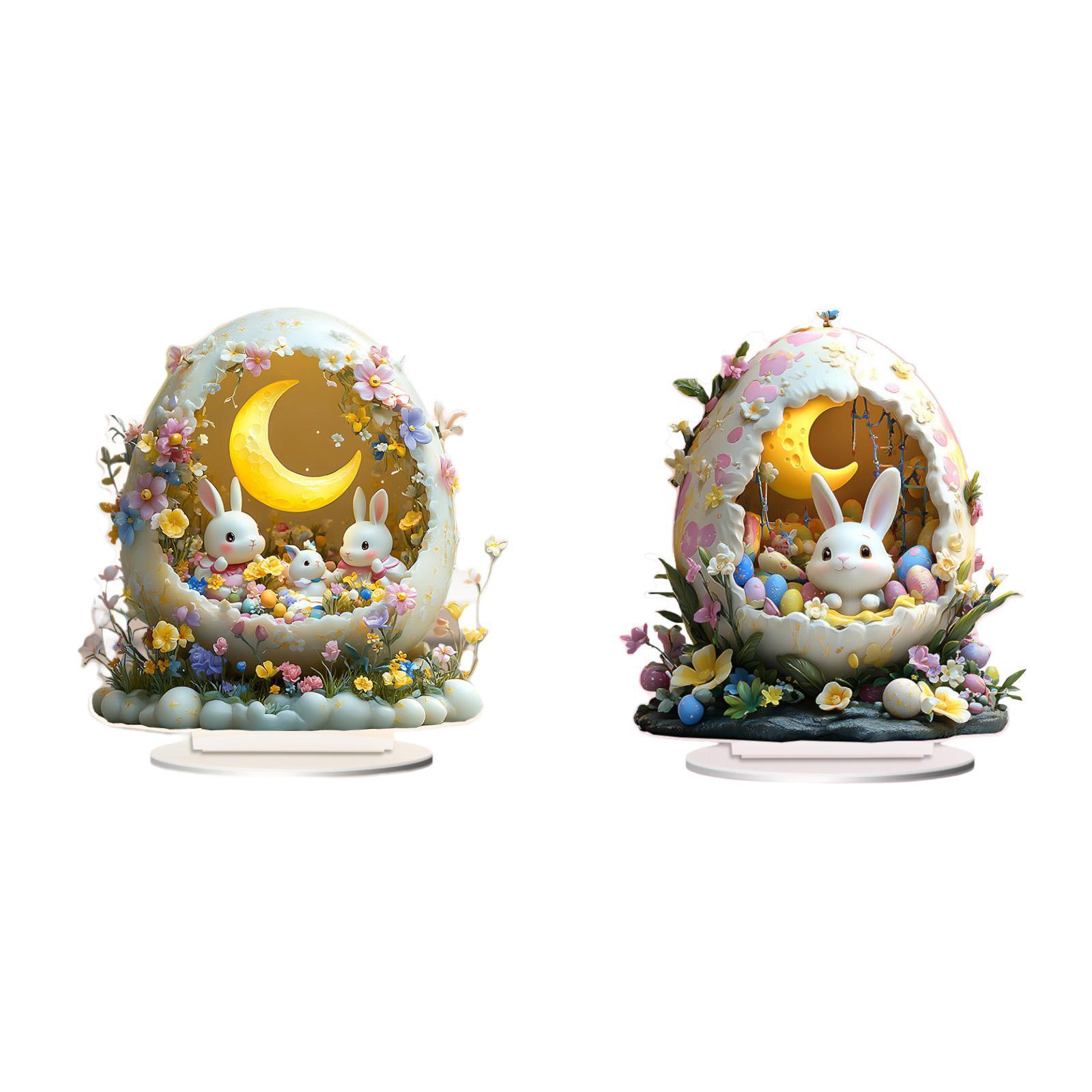 

Easter Bunny Ornament Country Decoration Home Decor Ornament Party Supplies Rabbit Plaque 2D Rabbit Sign for Home Table Festive 18x20cm