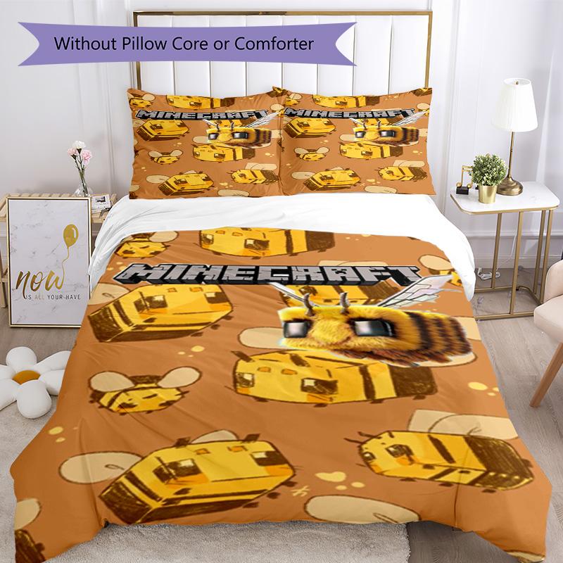 Minecraft Duvet Cover Set Suitable For Bedrooms Machine Washable Christmas Gift