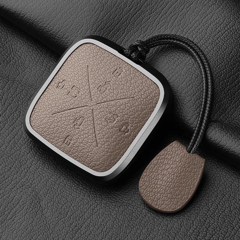 8 Button Aluminum Alloy Goatskin Car Key Case Cover For Zeekr X 001 009   Car Key Case Protect Fob
