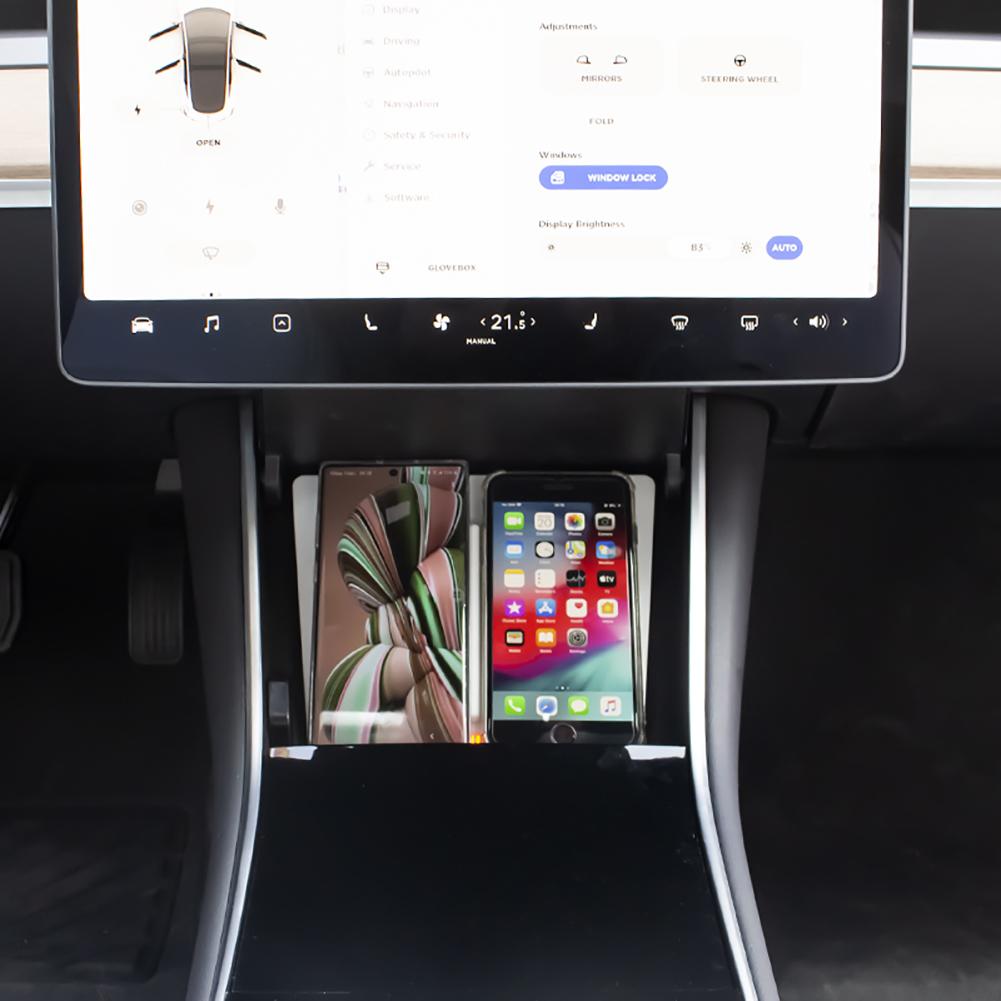 Drahtloses Schnellladegerät für Tesla Model 3 2017-2022, kabelloses Smartphone-Ladepad, kabelloses Autoladegerät, Autozubehör