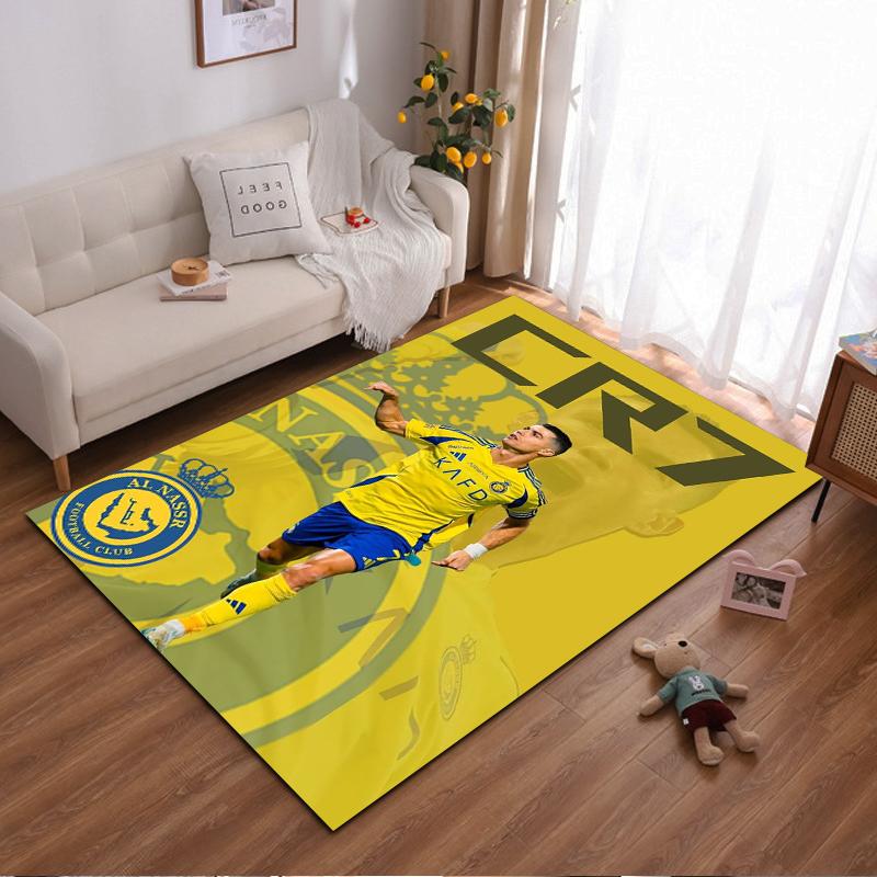 CR7 Football Star Al-Nassr Club Yellow Rug Non-slip rug suitable for living room and bedroom sofas.