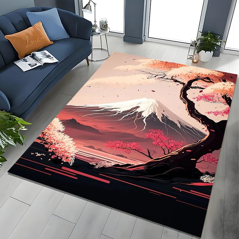 Japanese Cherry Blossom Mount Fuji 3D Large Area Kids Carpet for Home Living Room Child Rugs Bedroom Sofa Doormat Floor Mat Gift