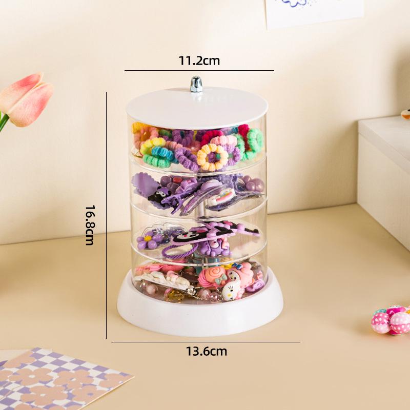 TEMU Rotating Hair Accessory Storage Box with Clips, Headwear, Hair Ties, and Jewelry for Girls.
