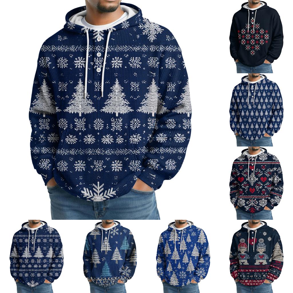 Men's Knit Hooded Sweatshirt Casual Long-Sleeve Sweatshirt