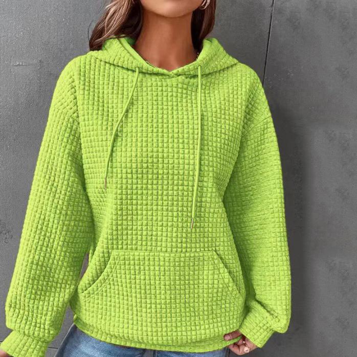 Maglione a maniche lunghe girocollo waffle tinta unita autunnale e invernale Top tinta unita