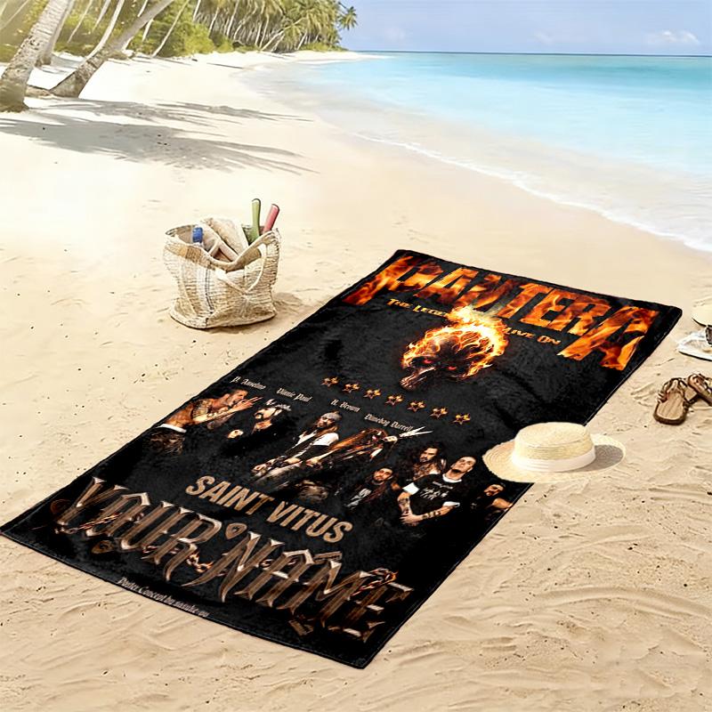 Name Custom Pantera Band Print Beach Towel, Large Soft Quick Dry Towel for Beach Camping Swimming