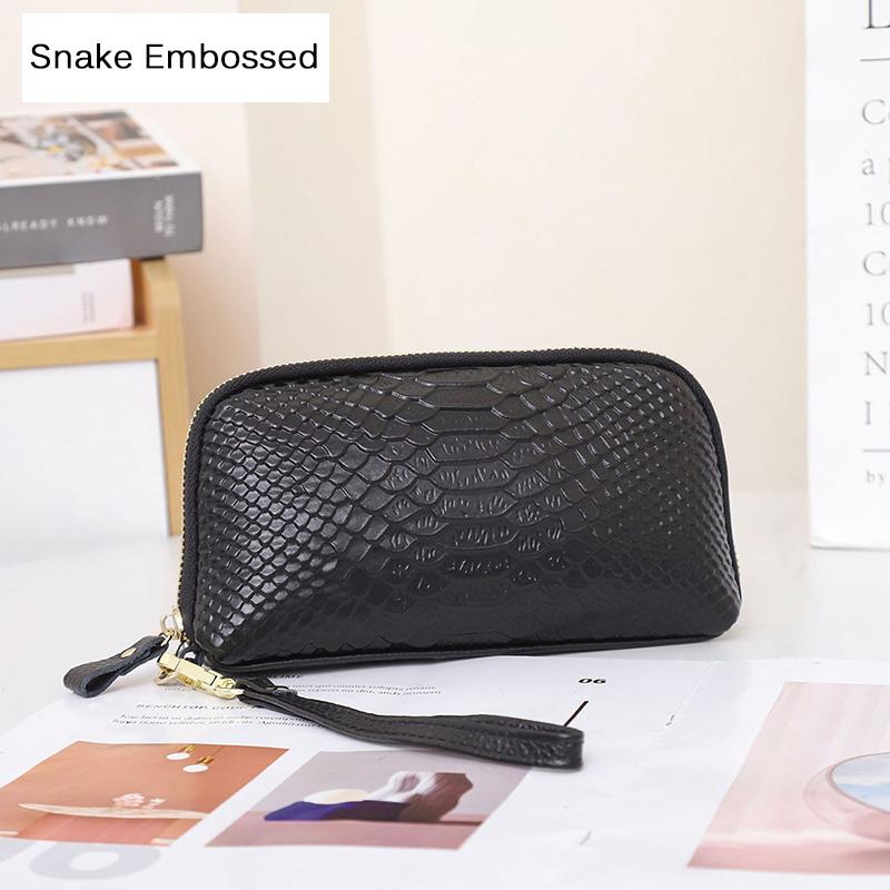 New Snake Embossed Clutch Bag Genuine Leather Women Clutches Diamond Quilted Long Cowhide Wallet Alligator Embossed Phone Purse