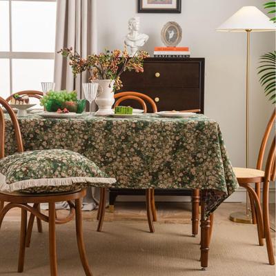 Yimanqiyun Retro Floral Hand-Painted Jacquard Tablecloth and Table Mat