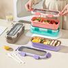 Simple Single-layer Lunch Box Microwave Heating Plastic Sealed Bento Portable Set Cutlery School Office Food Storage Container