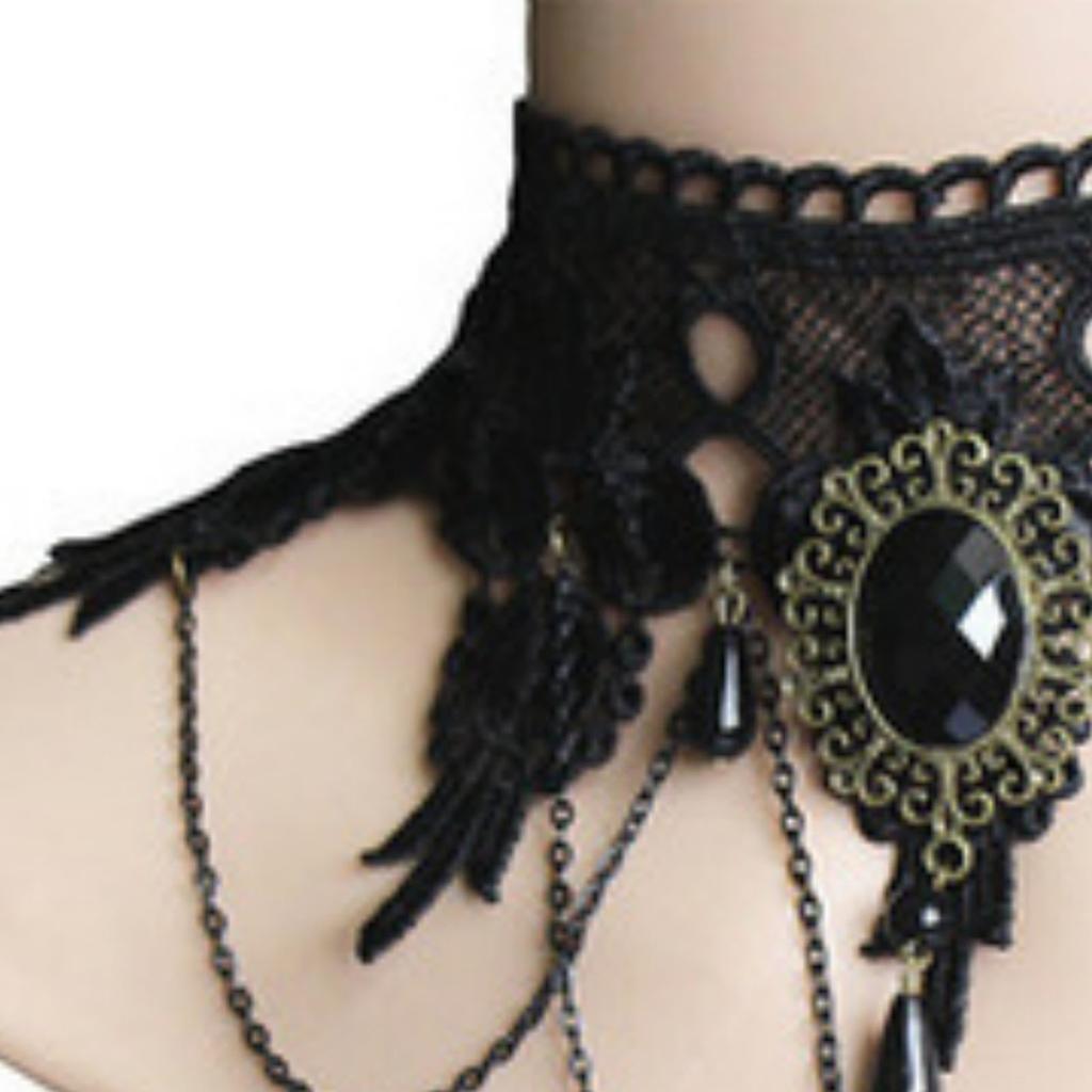 Gothic Lace Choker Black Retro Gothic Punk Style Necklace for Women Girls for Halloween Decorations Party Accessory