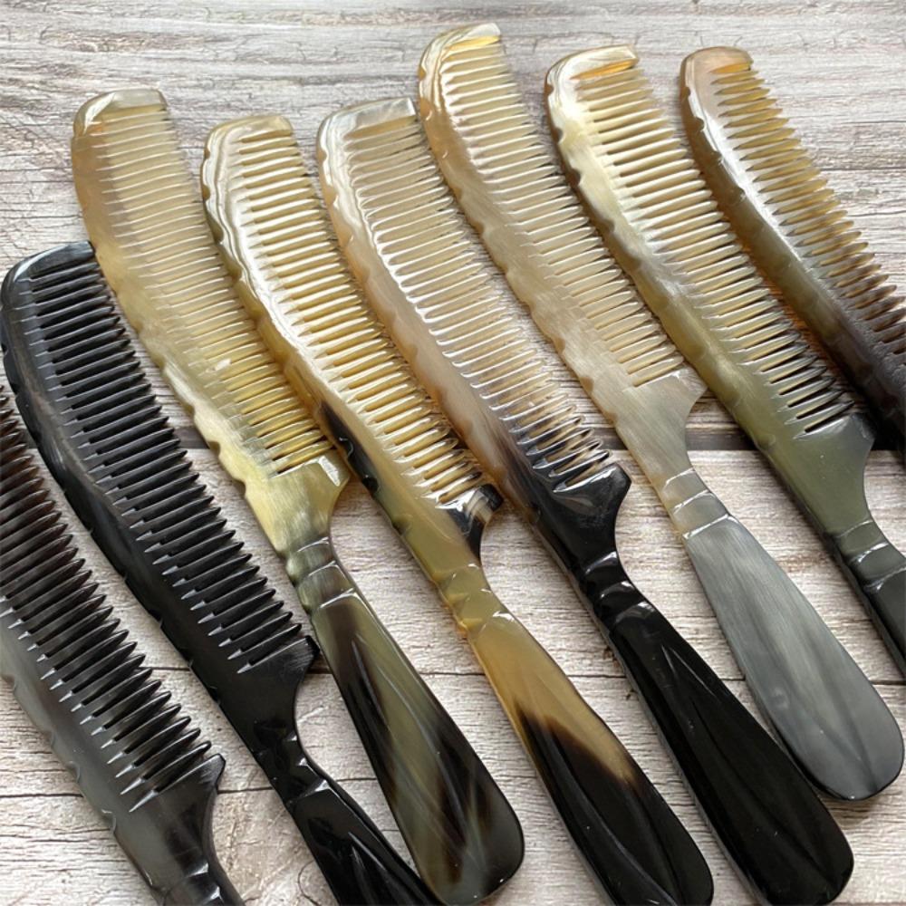 Anti-static Buffalo Horn Massage Comb Smooth Fine Teeth Hair Comb Narrow Edge Horn Comb  Women