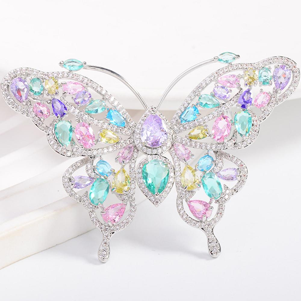 

Женская брошь-бабочка с кристаллами, броши со стразами, ювелирные изделия, подарок на свадьбу разноцветный