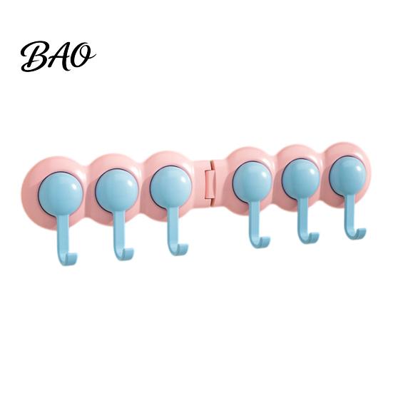 Corner Storage Hooks Punch-Free Wall Hook Rack, Self Adhesive Multi-Hook Organizer, Waterproof 180 Degree Rotating Hanger for Bathroom And Entryway