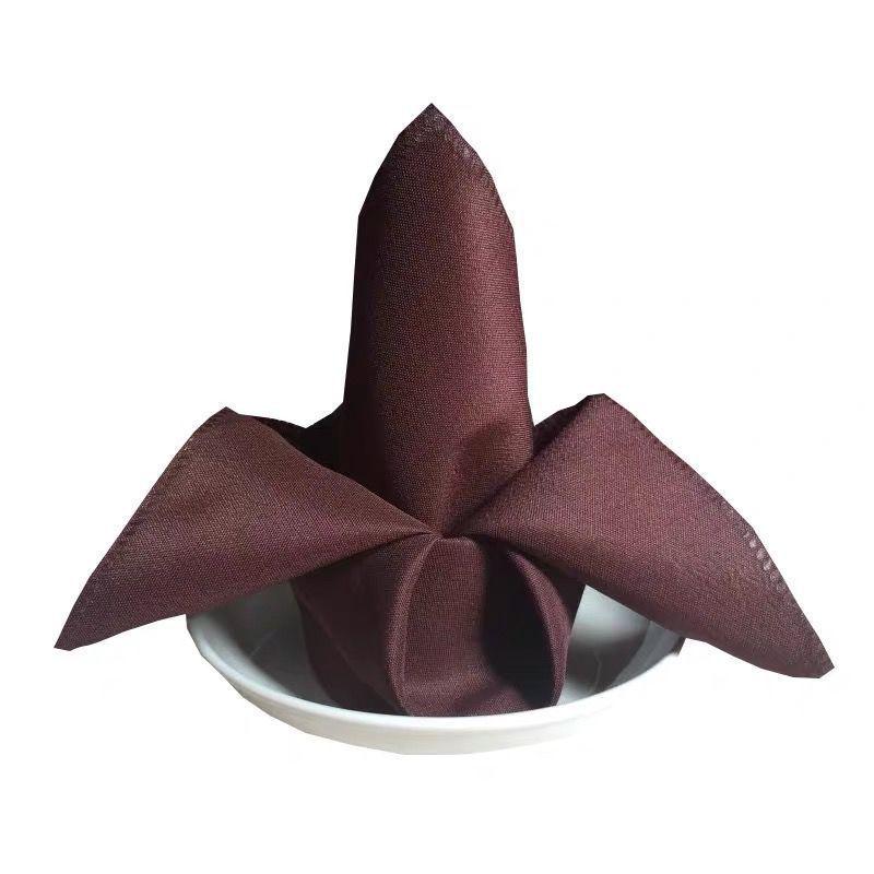 Plain Red Napkin Cloth for Hotels, Cafes, and Western Restaurants - Multipurpose Folded Flower Design