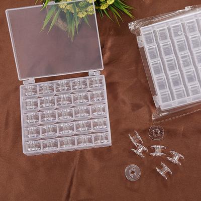 25pcs Home Sewing Machine Bottom Thread Bobbin Set Sewing Accessories Clear Plastic Spools with Storage Box for Brother Janome S