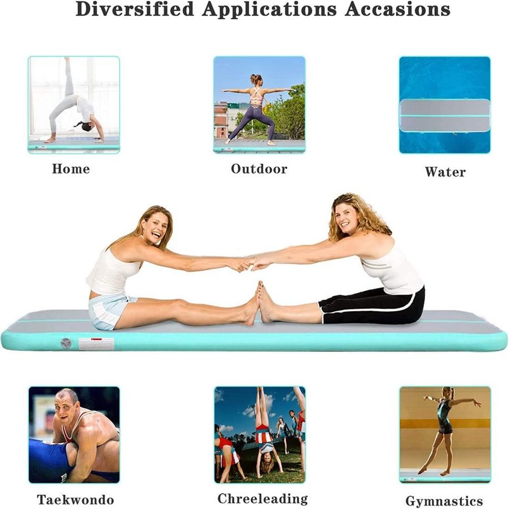 Inflatable Gymnastics Tumbling Mat (with Pump) Suit for Home Gymnastics Training, Water Fitness, Inflatable Yoga Mat