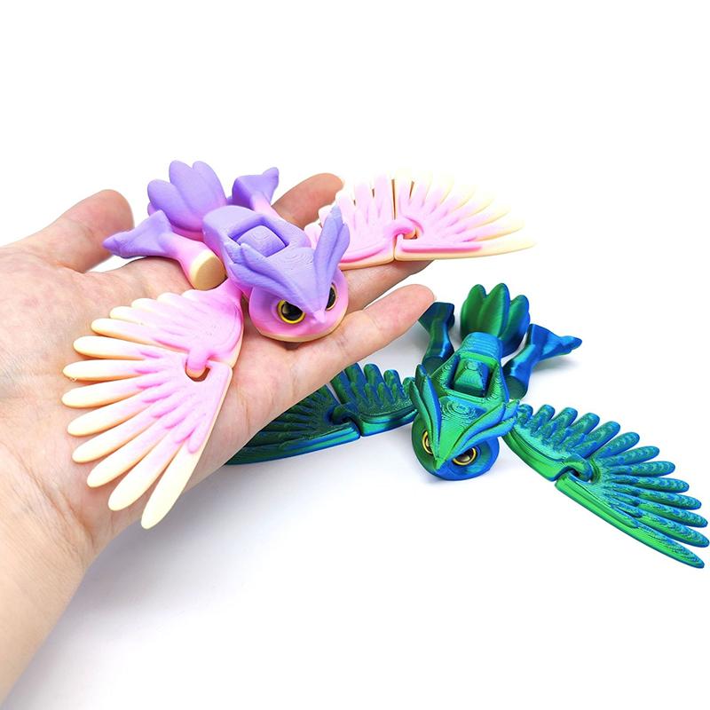 3D Printed Flying Owl Toy:Lifelike Desk Decor with Movable Wings for Realistic Soaring - Educational Gift