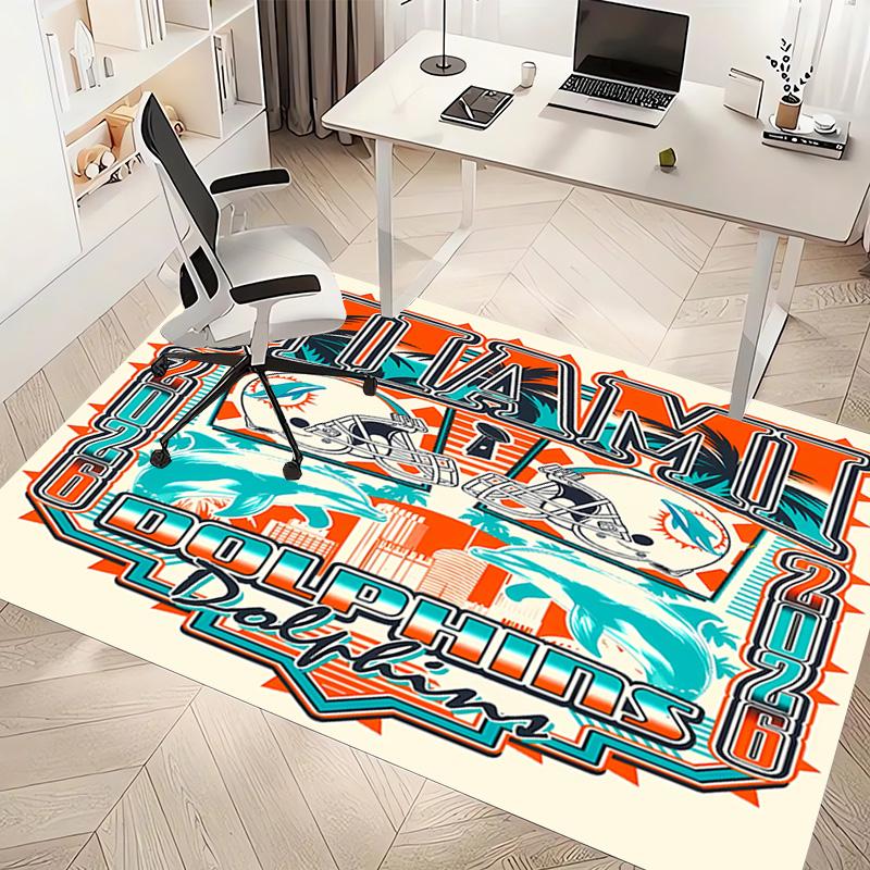 1pc Miami Dolphins logo Print Area Rug - Soft, Washable Non-Slip Indoor Mat, Living Room, Home Office Decorative Rug,Office Decorative