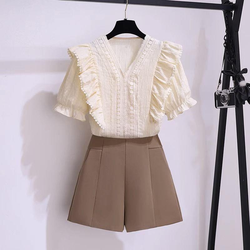 Elegant Summer Two-Piece Wide Shorts Set